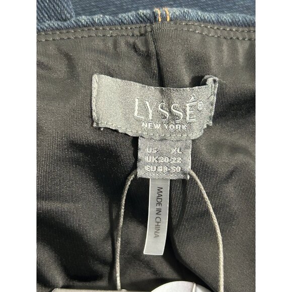 LYSSÉ Women's Knit Denim Leggings With Side Detail in Indigo - Size XL - NWT - Picture 6 of 10